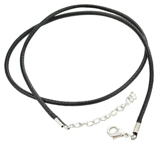 Оптовая продажа черный вощеный кожаный шнур 1 5 мм ожерелье веревка Вощеная