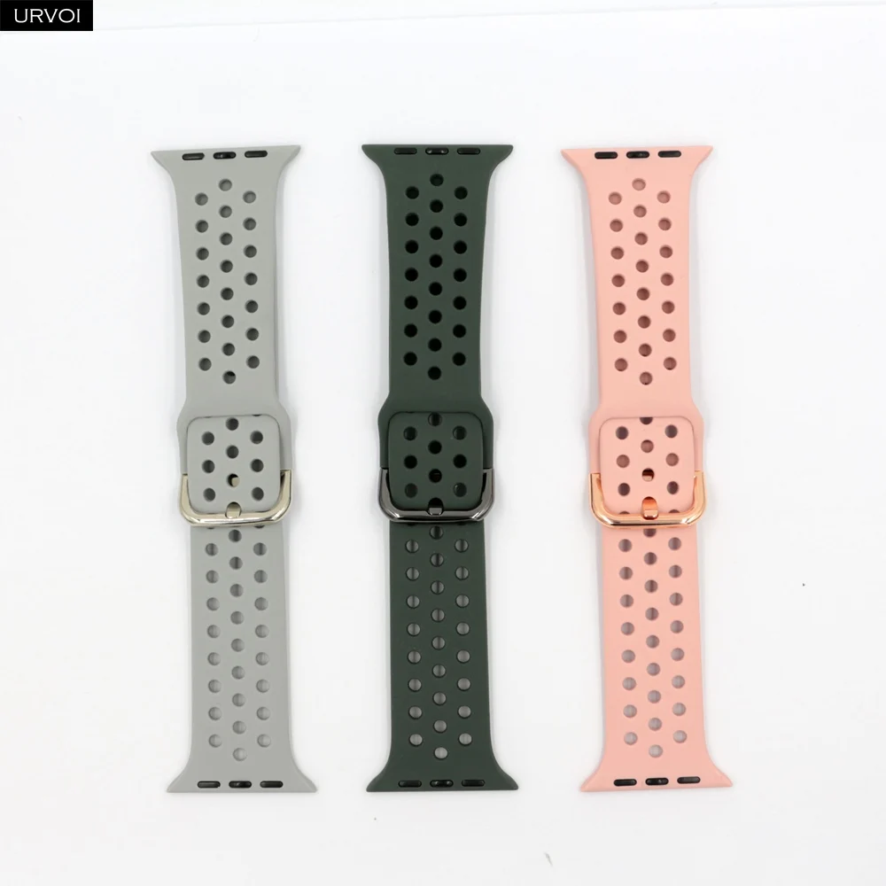 Ремешок URVOI для apple watch 8 7 6 SE 5 4 3 2 1 силиконовый спортивный браслет iwatch 40 44 мм