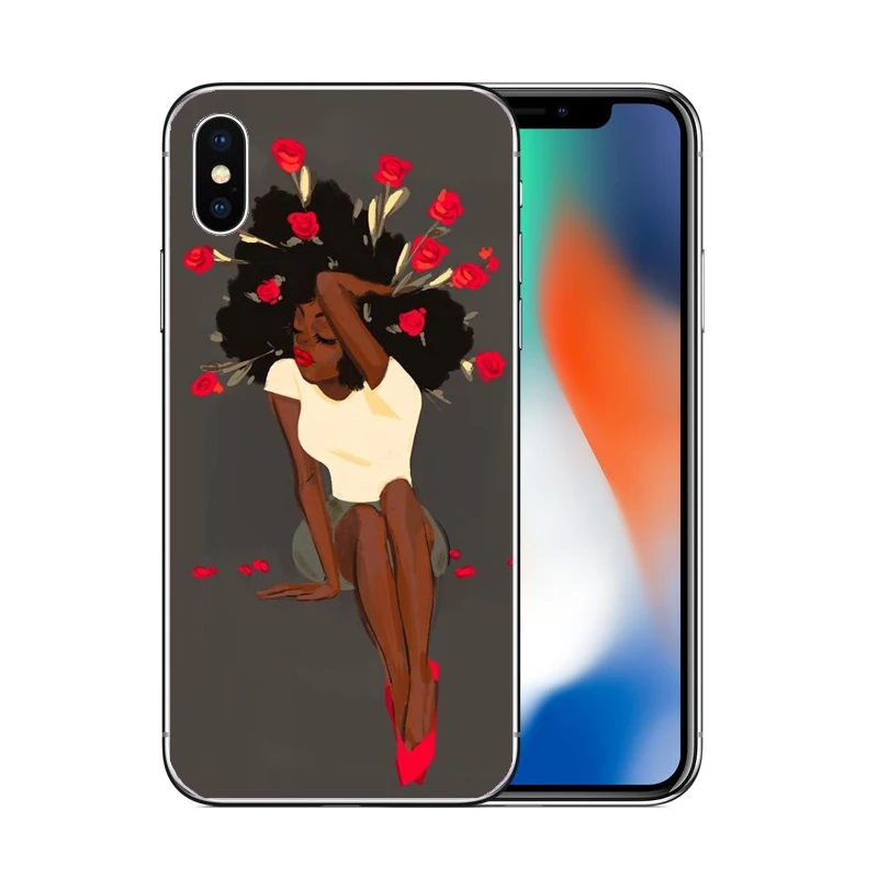 Модный черный чехол для телефона девочек силиконовый из ТПУ iphone 6 6S 7 8 Plus 5S 5 SE X 10 XR