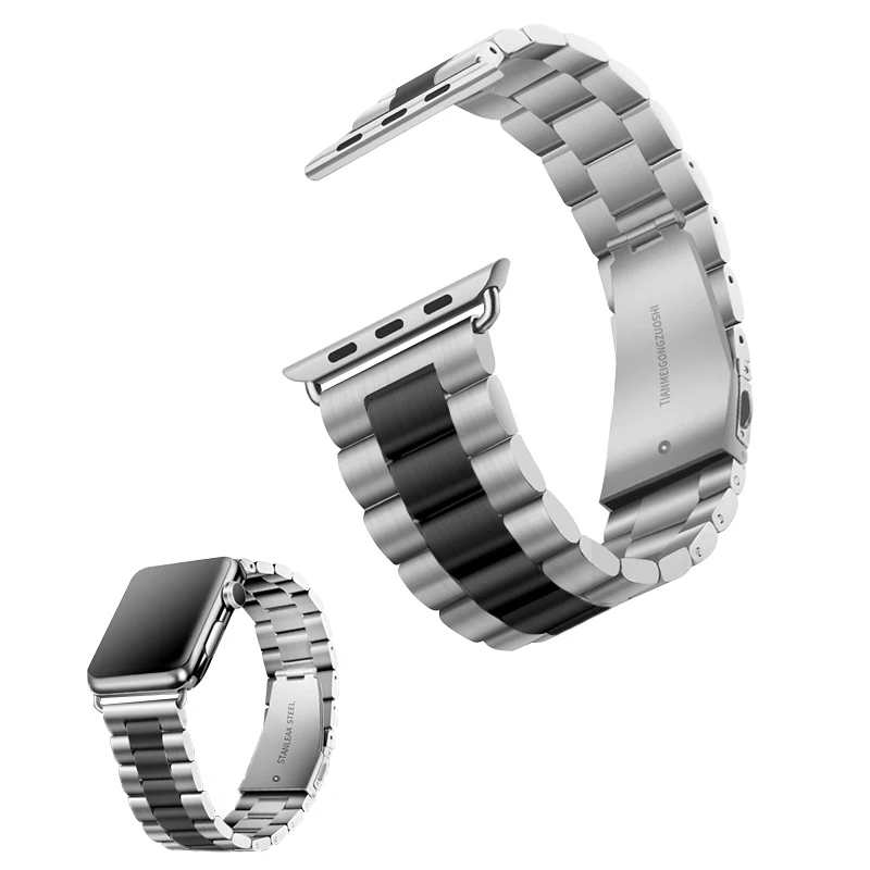STJ бренд Нержавеющая сталь ремешок для наручных часов Apple Watch, версии 3/2/1 38 мм 42 мм металлический спортивный ремешок для наручных часов iwatch серии 4 40 мм 44 мм