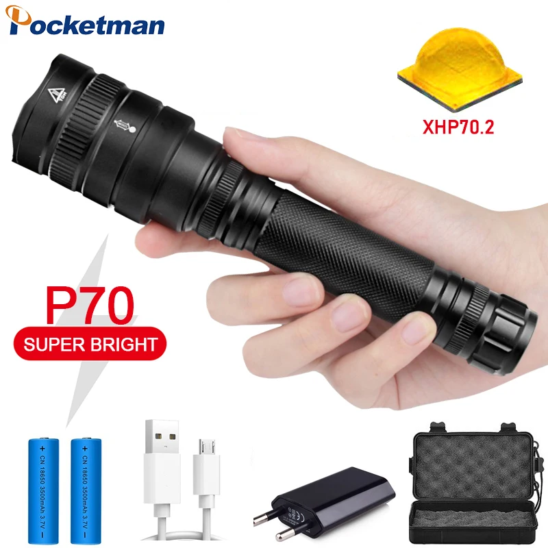 Pocketman xhp70.2 6000 лм светодиодный мощный яркий тактический фонарик водонепроницаемый