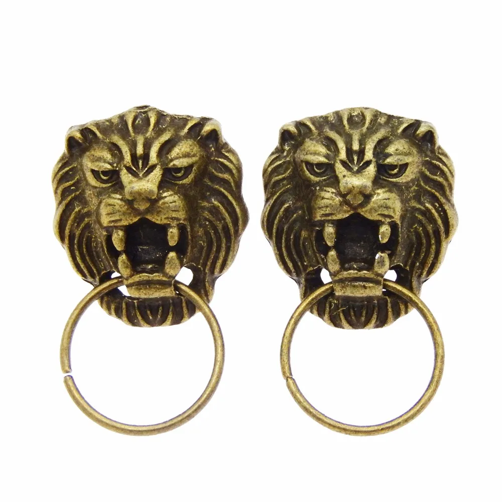 16 шт. Винтаж Лев Серьги заклепки+ хлопок Для женщин Рок Стиль Jewelry Талисманы старину Бронзовый сплав ювелирных изделий животного Форма 34813