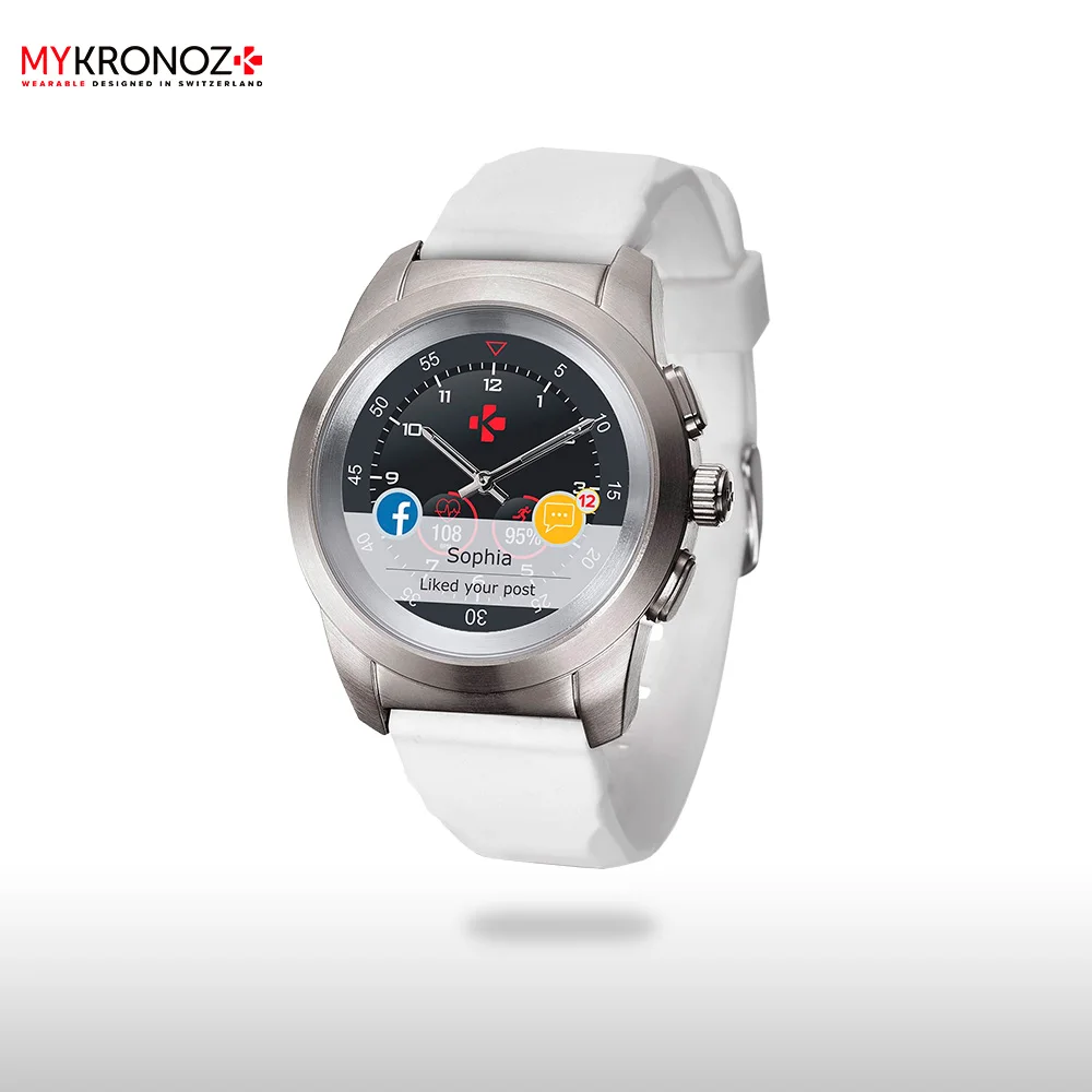 Смарт часы MyKronoz гибридные ZeTime Original Regular цвет матовое серебро/белый | Электроника