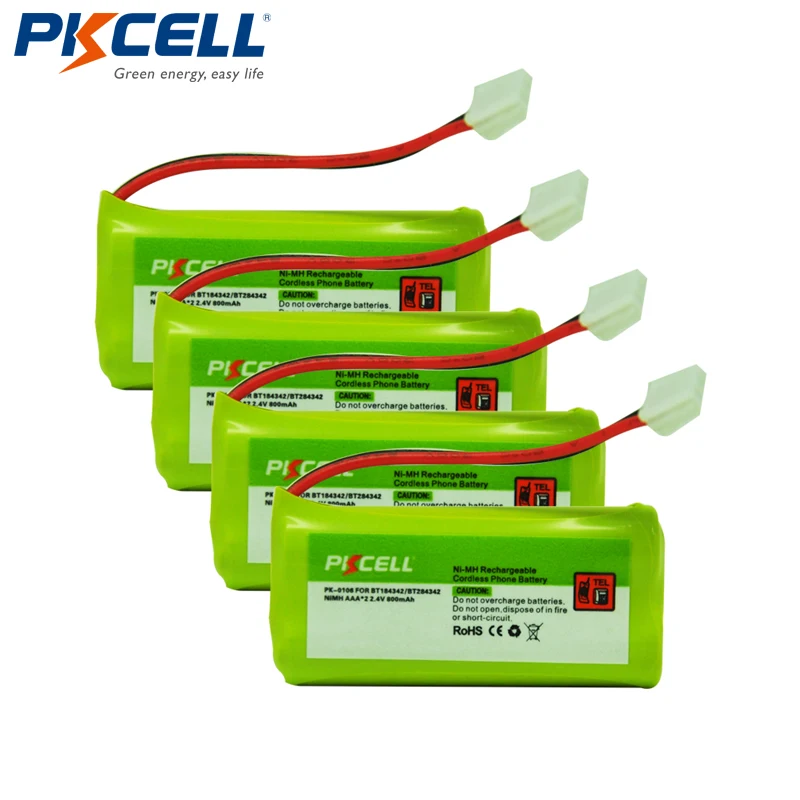 4 шт. AAA * 2 V 800mAh PKCELL NiMH аккумуляторы для беспроводного телефона VTech BT284342 BT184342| |