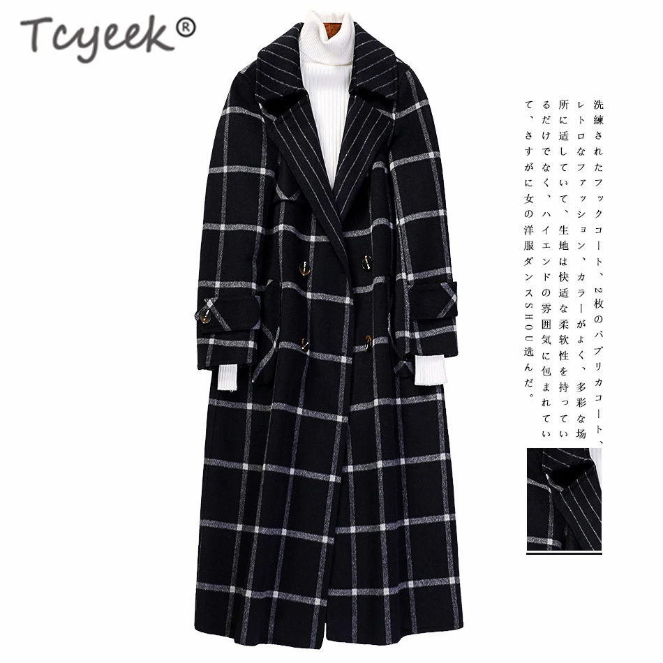 Зимнее пальто Tcyeek Женская длинная куртка из 90% шерсти женское осеннее корейское