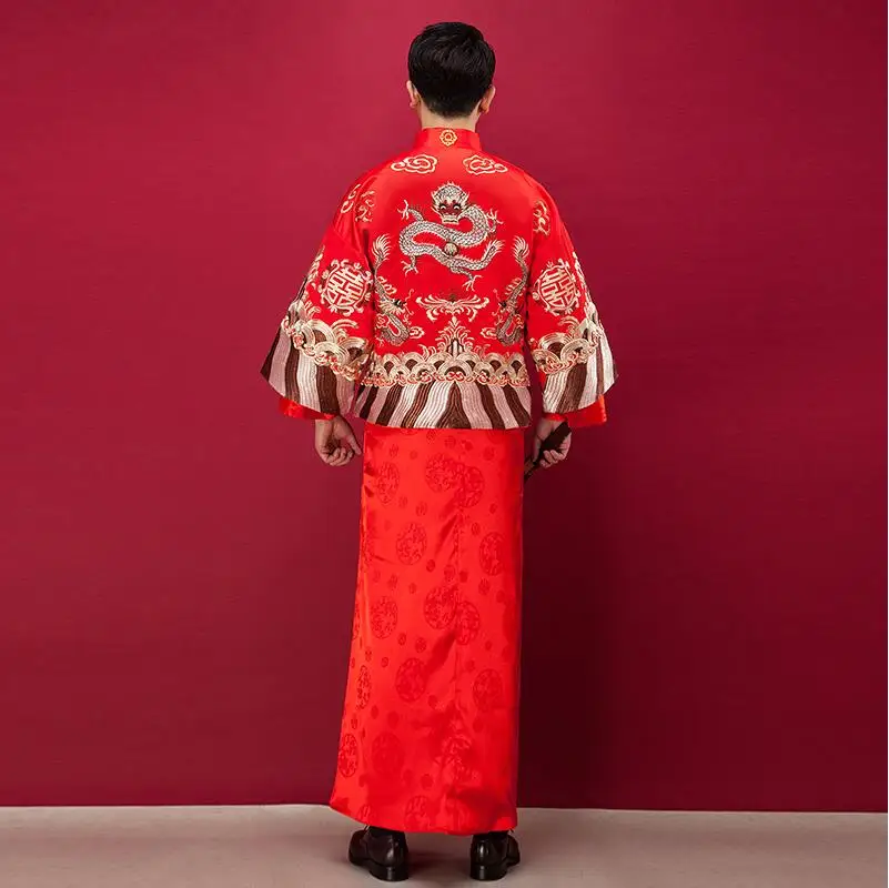 Халат дракона мужской новинка 2018 китайская свадебная одежда мужская для шоу