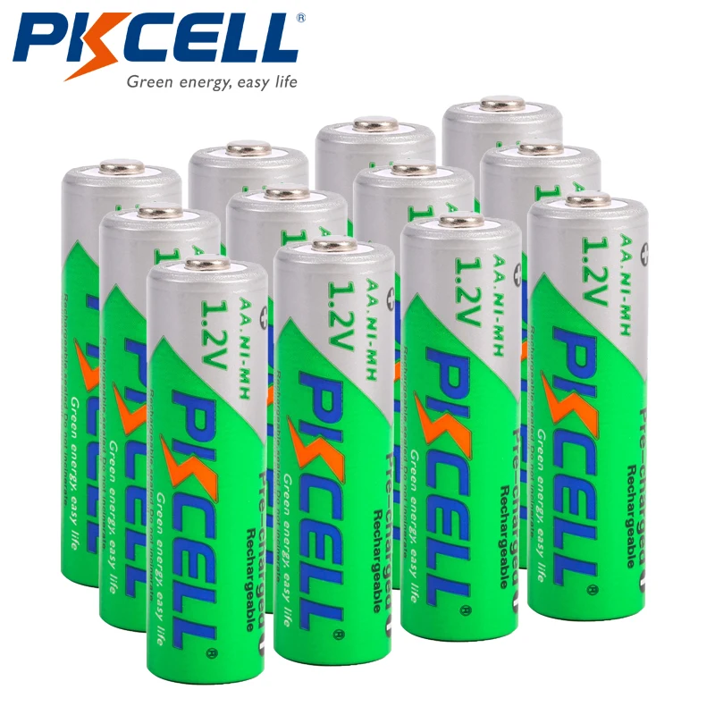 Аккумуляторы PKCELL NIMH AA 12 шт./лот 1 2 в 2200 мА · ч|battery 1.2v|aa batterybateria bateria |