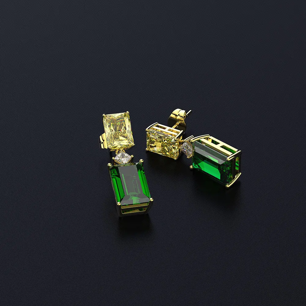 Green Wong Rain Винтаж 925 пробы Серебряное цитриновое изумруд драгоценные камни бриллианты юбилей серьги хорошее ювелирное изделие подарок - Цвет камня: Green