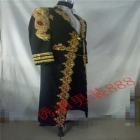 100real customs size making black with golden embroidery tuxedo swallowtail magician jacketpartystage performancestuido