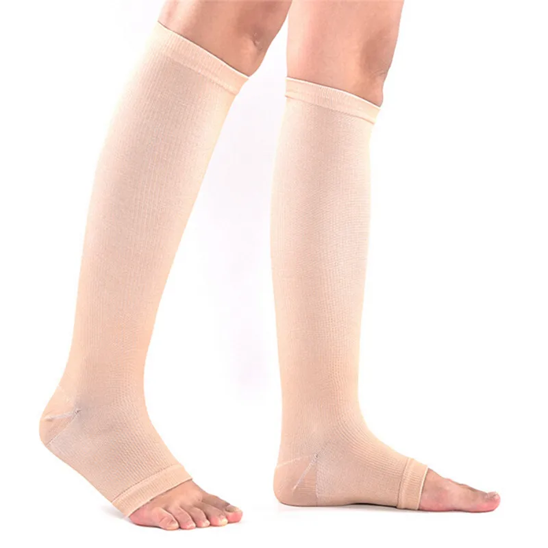 

New Elastic Toeless Compression Socks Stockings Support Knee High Tip Open