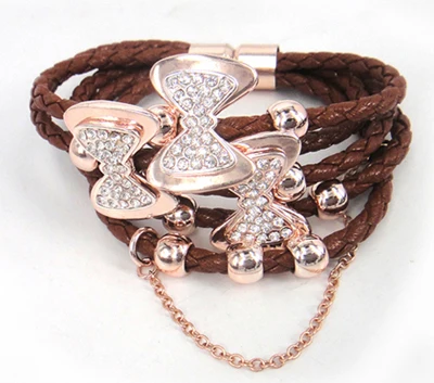 Женский кожаный браслет с бантом бесплатная доставка|charm bracelets bangles|bracelet wrapleather