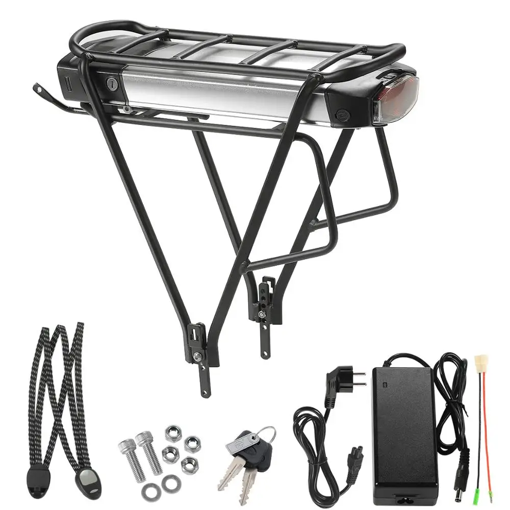 Electric Bicycle 36V 13Ah 16Ah lithium ion battery with Double Layer Luggage Carrier Rear Rack Battery Tail Light Free Shipping | Спорт и