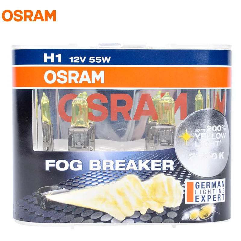 OSRAM H1 12 В 55 Вт 2600 К 62150FBR туман выключатель ксенон желтый 200% свет 60% более ярким Авто
