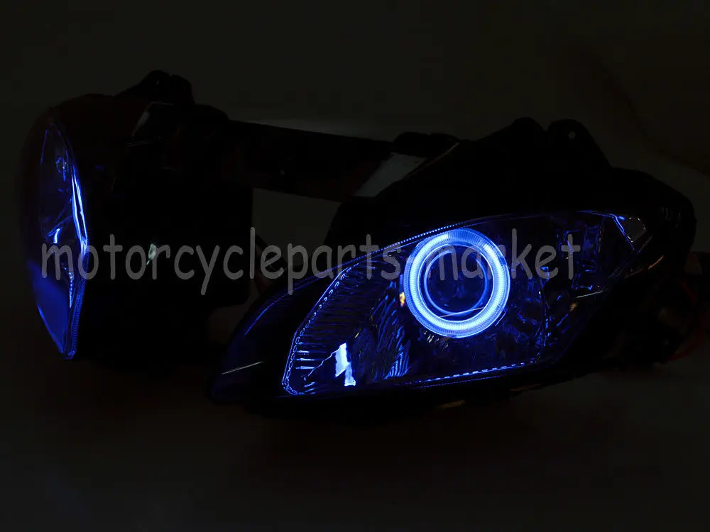 Мотоцикл сборки фар проектор синий ангельские глазки лампы для Yamaha YZF R6 2006 2007