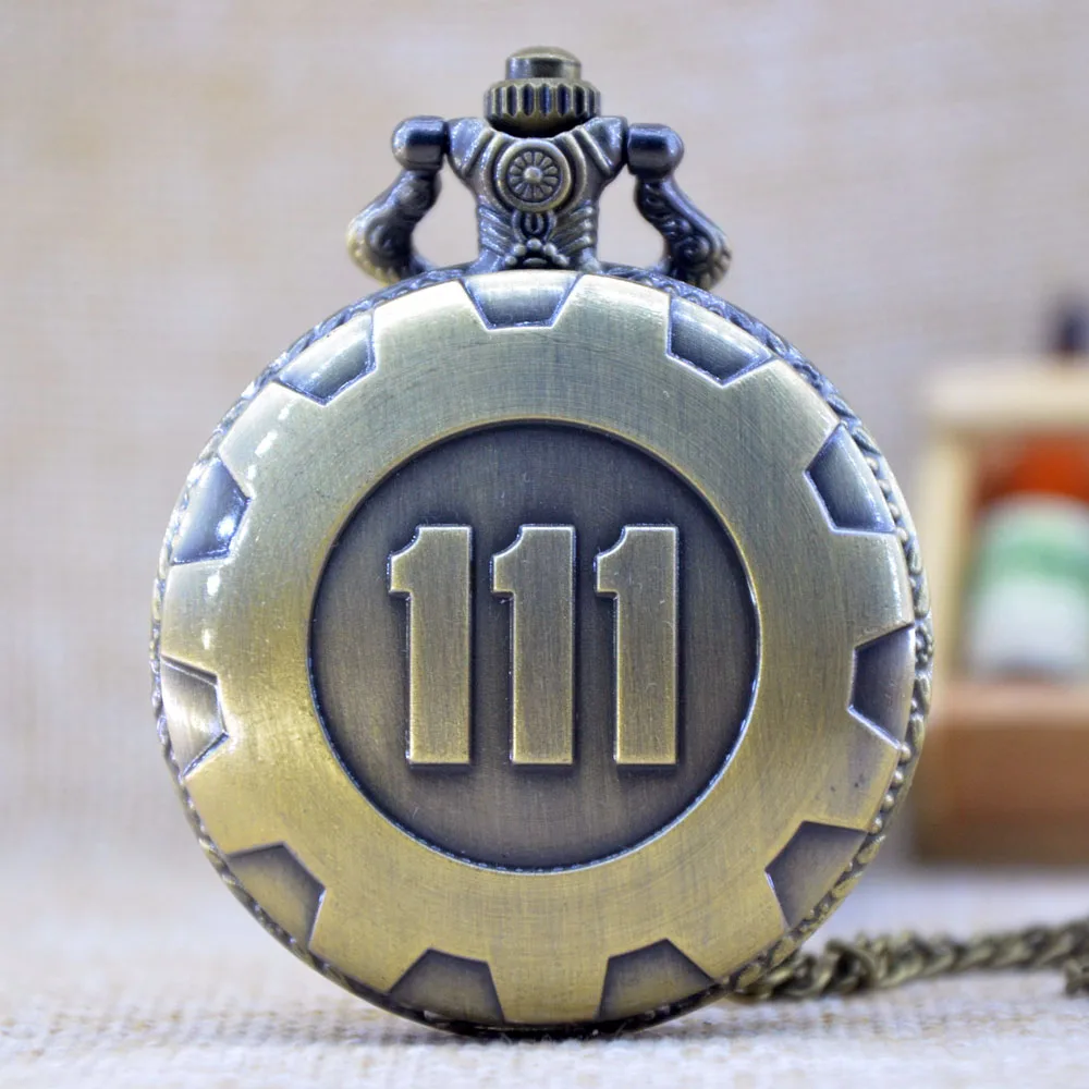 Новые модные серебристые и золотистые кварцевые карманные часы Fallout 4 Vault 111