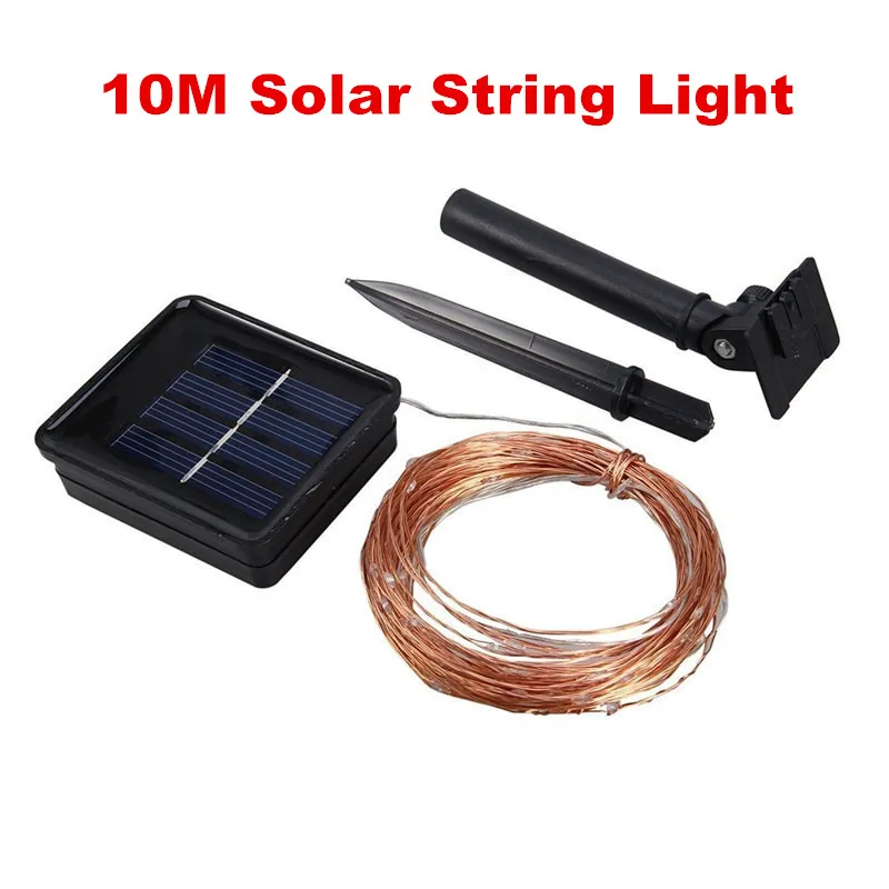 10m solar string LED Outdoor Solar Lamps/USB 10m/20m/30m LED String Lights Fairy Holiday Christmas Party Garlands Solar Garden Waterproof Lights - Испускаемый цвет: 10m solar string