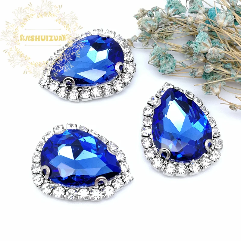 Бесплатная доставка! Светлый сапфир в форме капли воды стеклянная Хрустальная