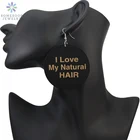 Серьги-подвески SOMESOOR с африканскими фотографиями, деревянные висячие ювелирные изделия с надписью I Love My Natural Hair в африканском стиле, подарок для чернокожих женщин