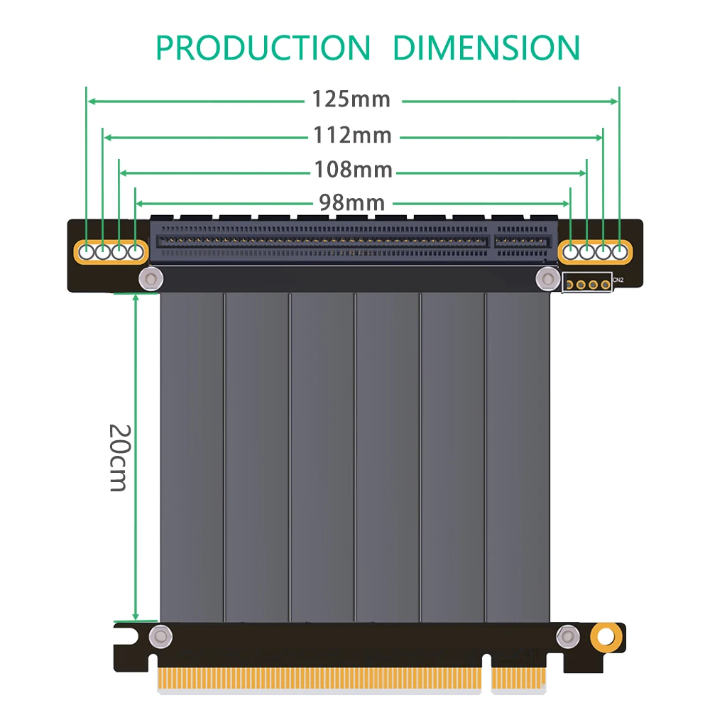 Высококачественный PCI e Express 16x90 ° Вертикальный пористый Удлинительный кабель