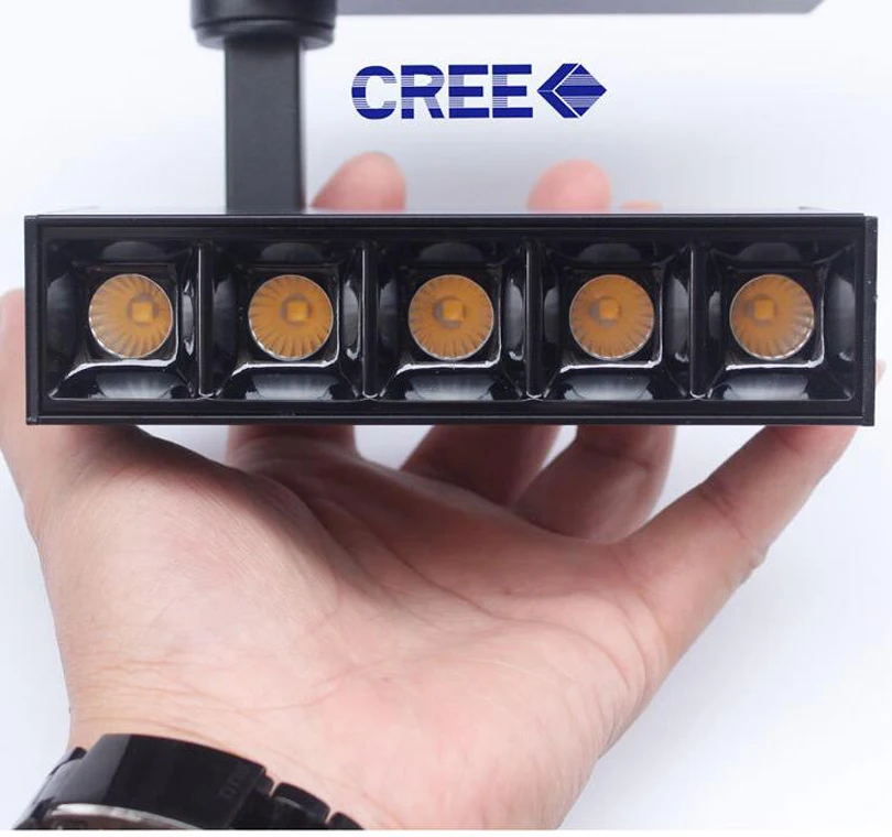 YRANK регулируемые 10 Вт 20 CREE Светодиодные рельсовые лампы 5x2 10x2 светодиодный
