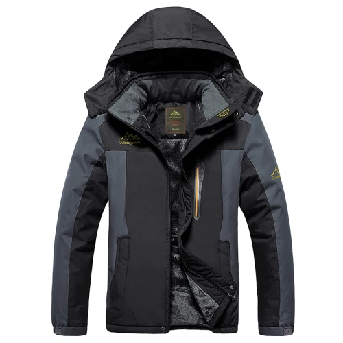 30 C FIT плюс толстый бархат вниз& парка пальто 6XL 7XL 8XL 9XL зимняя куртка мужская водонепроницаемая ветрозащитная chaquetas hombre - Цвет: Black
