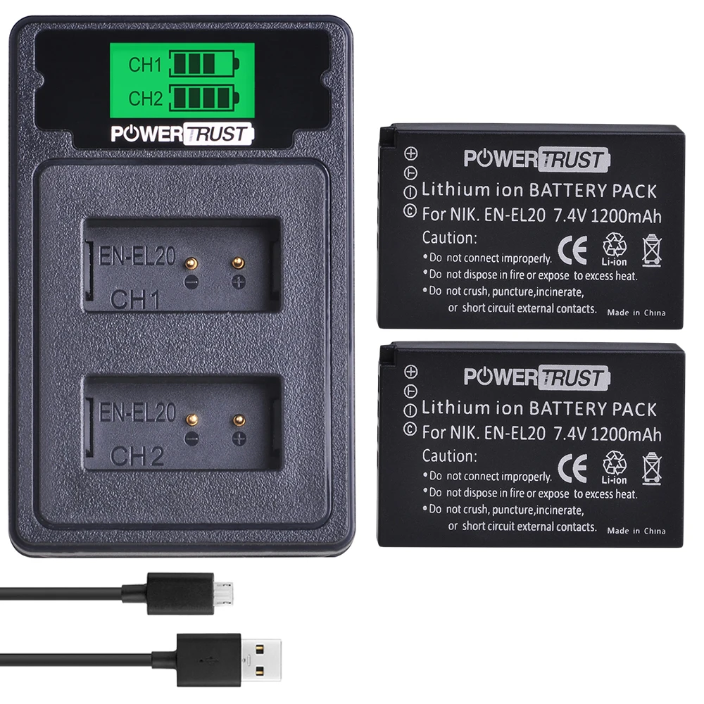 EN EL20 EL20A Аккумулятор akku + ЖК USB двойное зарядное устройство с портом Type C для Nikon Coolpix
