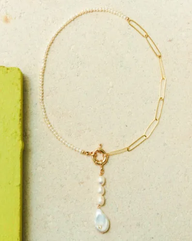Модные звенья цепи bijoux Ожерелье из нержавеющей стали богемная жемчужная подвеска в стиле барокко ожерелье весна-слинг закрытие MATERA ожерелье