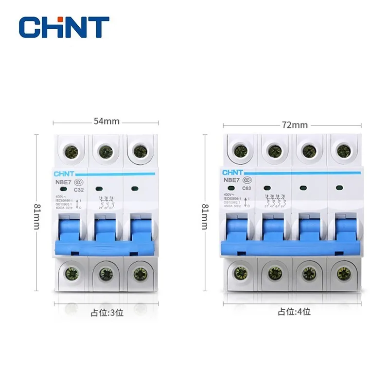 CHINT 3 P/4 P 400V автоматические выключатели серии NBE7 Бытовой Воздушный выключатель C