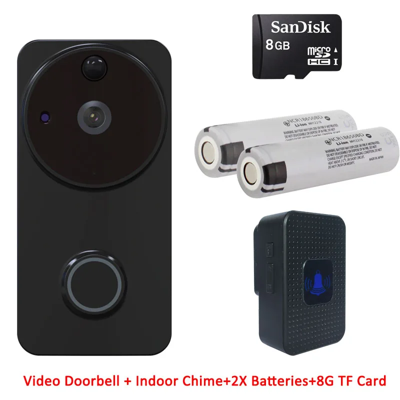 Синий 1080P IP54 открытый Tuya батарея питание кольцо Смарт Wi-Fi включен видео дверной звонок Камера PIR обнаружения движения работает Alexa Google - Цвет: Синий
