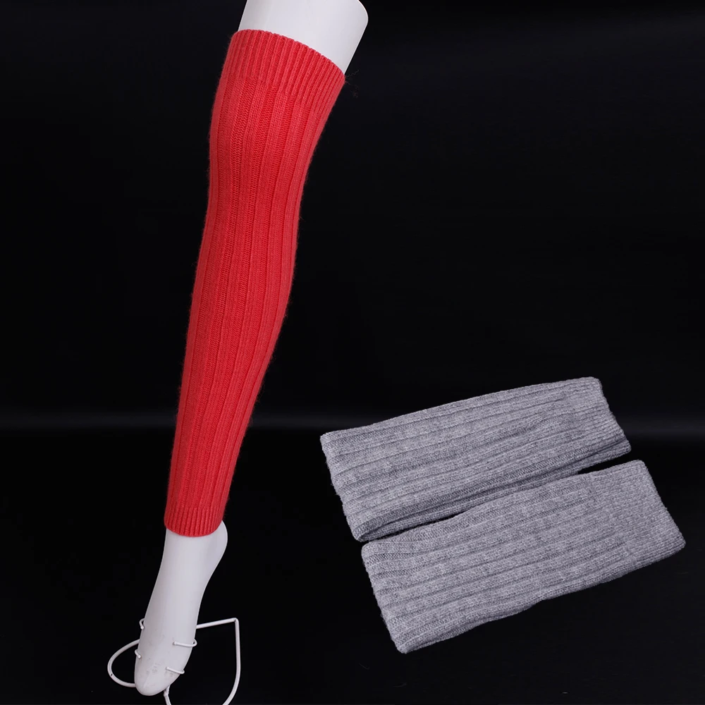 Однотонные шерстяные гетры полосатые чулки до бедра женские сапоги носки