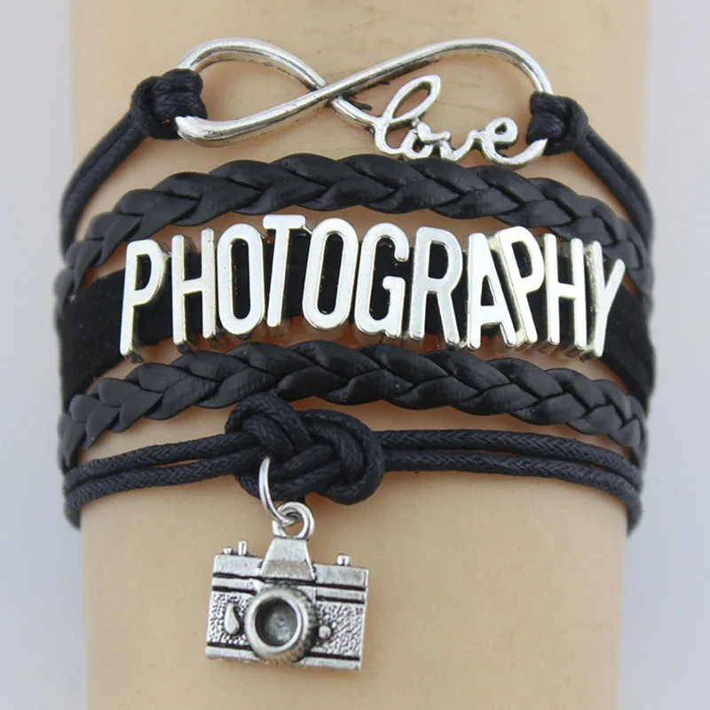 Браслеты для фотографии Infinity Love Кожаные плетеные браслеты ручной работы женщин и