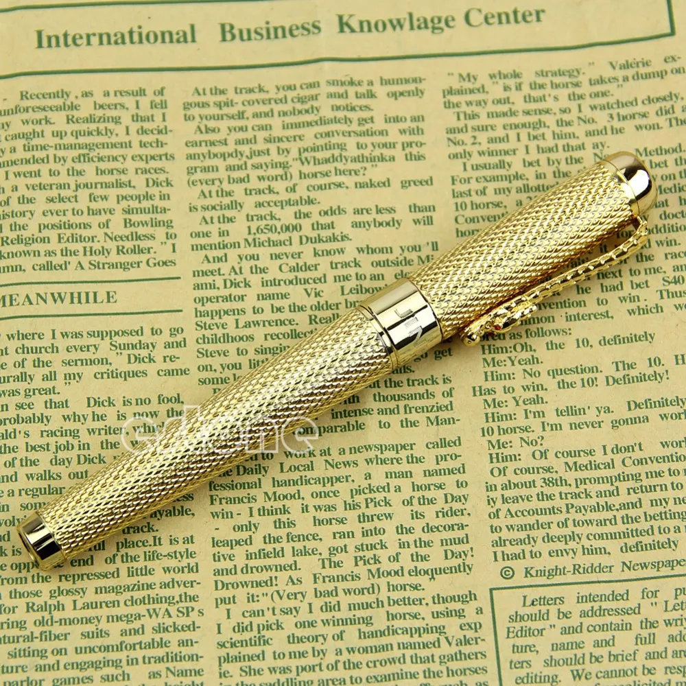 Лучший Noblest Jinhao 1200 Dragon clip роликовая шариковая ручка полная золотистая|roller ball pen|ball