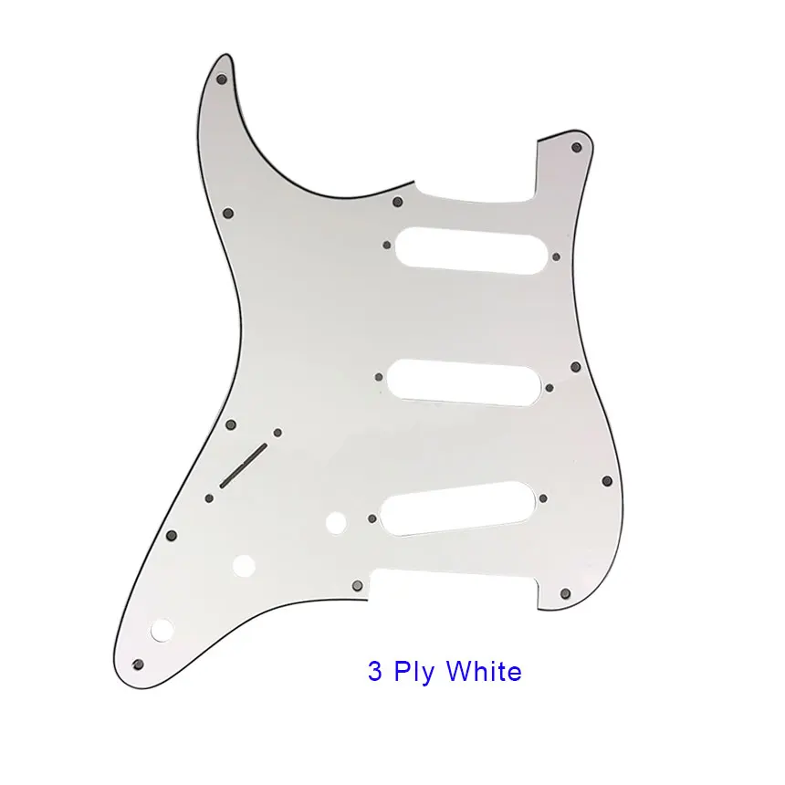 3Ply White Pleroo гитары Запчасти-для США/Мексика левша 72' 11 резьбовое отверстие Strat накладка на гитару sss Scratch Plate, несколько цветовых вариантов - Цвет: 3Ply White