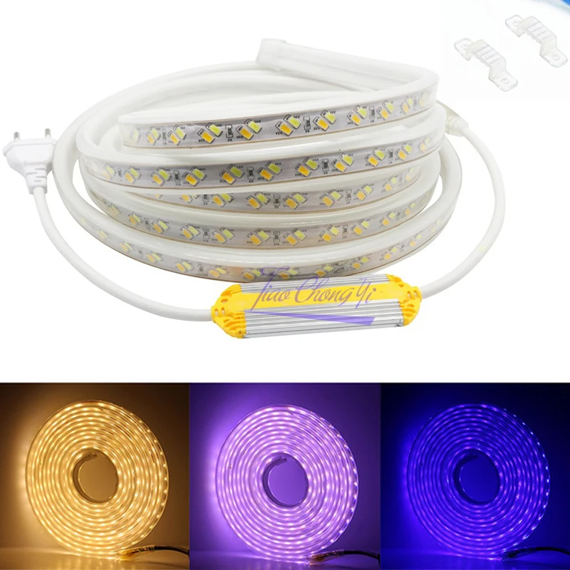 IP67 водонепроницаемая цветная светодиодная лента 5730 220 В 120LED/м два светодиодных