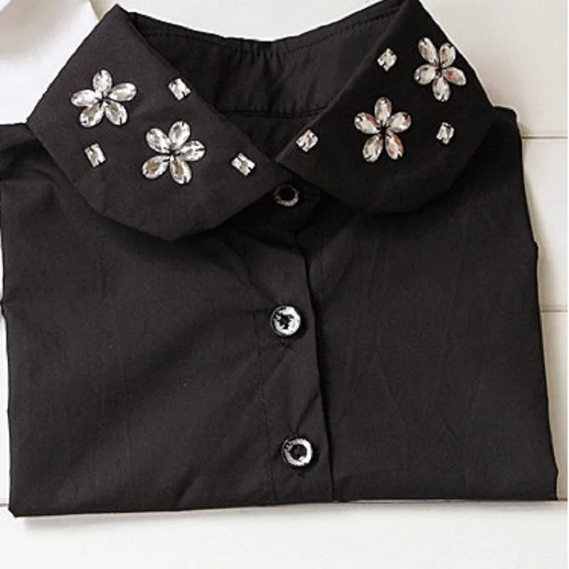 Поддельный съемный воротник клетчатая рубашка хлопковая джинсовая кружевная