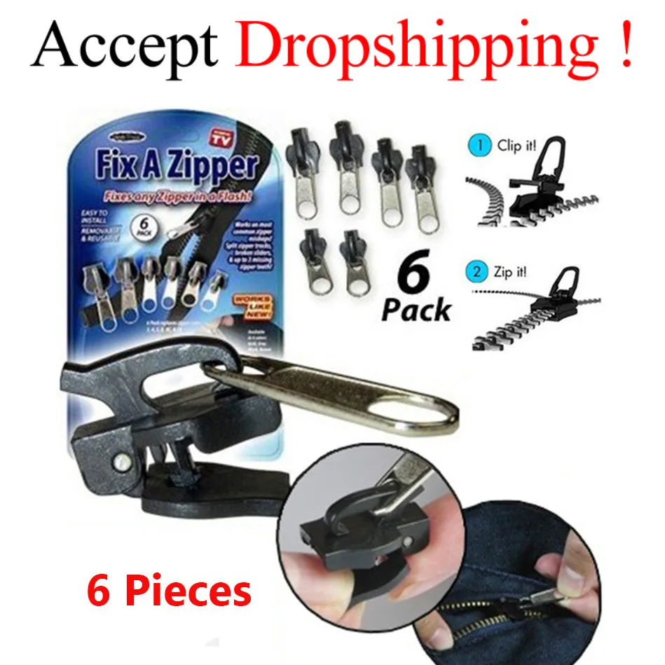 6pcs/lot Universal Multifunction Zipper Fix A 6 pack Zip Rescue Instant Repair Kit Replacement Clothing Accessories | Дом и сад