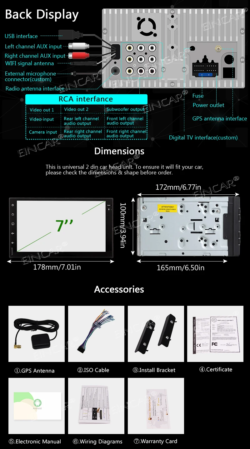 

GPS Navigation support Wifi 1080P Video Audio Car Radio Receiver in dash Car Headunit Subwoofer Backup Camera Mirrorlink 7 inch