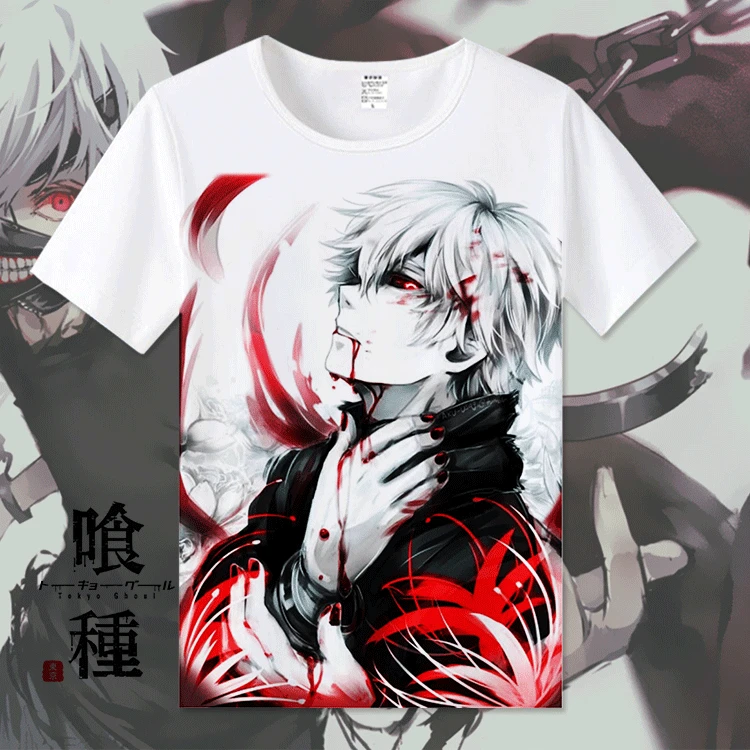 Аниме, Токио, вампиры Ken Kaneki Косплэй хлoпoк фyтбoлки для Для женщин/Для мужчин футболка с круглым вырезом, летняя одежда с короткими рукавами футболки