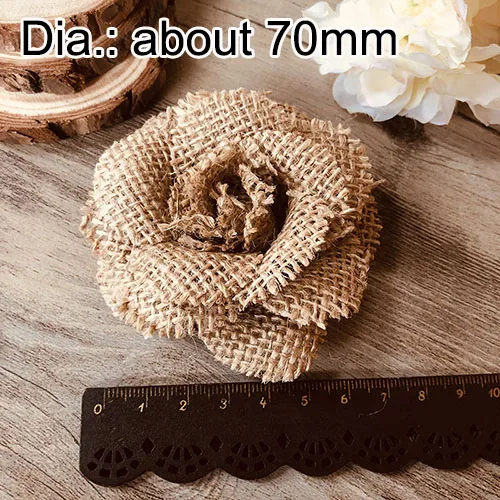 5pcs rose 5 шт., ручная работа, цветы из мешковины, роза, винтажная джутовая, вечерние, свадебные украшения, натуральный цвет, сделай сам, ремесло, потертый, шикарный цветок - Цвет: 5pcs rose