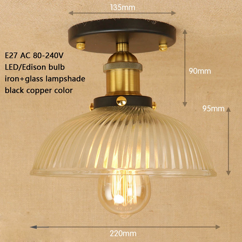 Американский кантри Лофт классический винтажный Железный стеклянный абажур