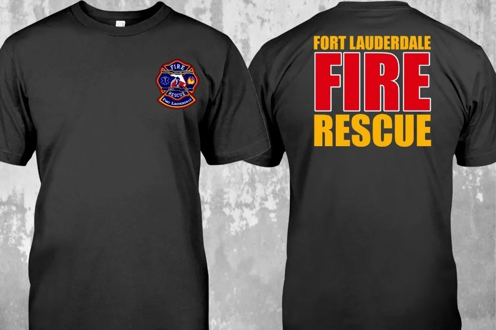 

New Fort Lauderdale Florida Fire Department Fire Fighter Firearm 2019 Fashion 100% Cotton Slim Fit Top Company T Shirts