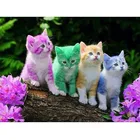 Набор для алмазной мозаики котята, картина-Мозаика из четырех цветов, вышивка крестиком, домашняя декоративная красочная кошка