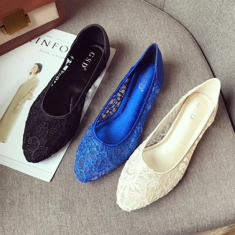 2019 New Women Flats Shoes Ballet Fashion Slip On Lace Flat Sweet Hollow Summer Female Casual Plus | Обувь