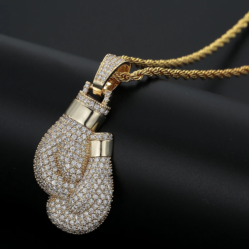 Handf человек очарование кубического циркония Боксёрские перчатки кулон Цепочки и