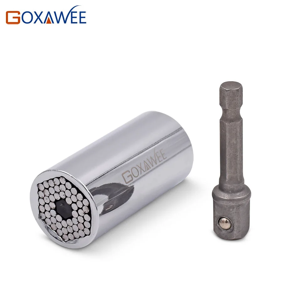 GOXAWEE 2pcs Torque Wrench Universal Socket Wrench Power Drill 7-19mm Socket Adapter Car Repair Wrench Tool Set Auto Repair Tool