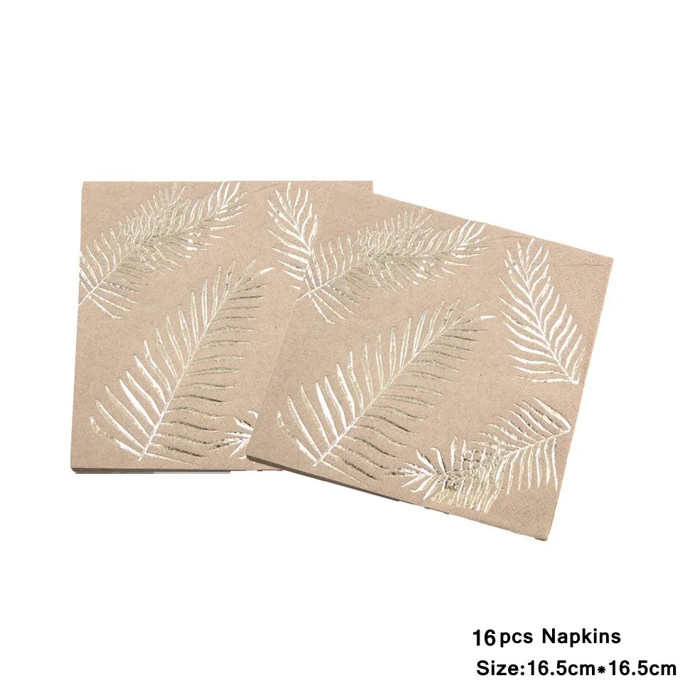 16pcs Leaf Napkin Одноразовая посуда Летняя серия Pinapple& Leaves одноразовая посуда бронзовая Бумага салфетка свадьба день рождения украшения - Цвет: 16pcs Leaf Napkin