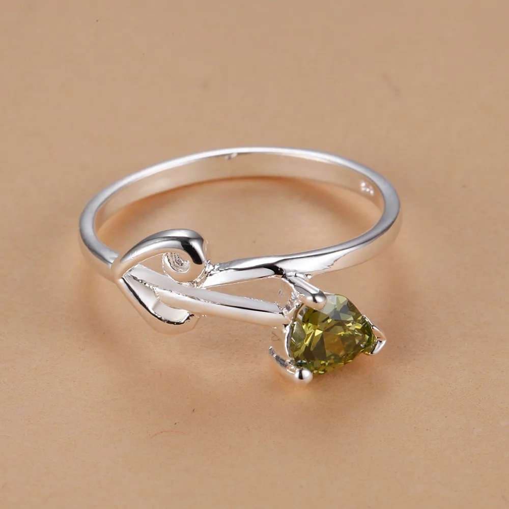 Серебряное кольцо с темно-зеленым Цирконом love heart модное серебряное ювелирное