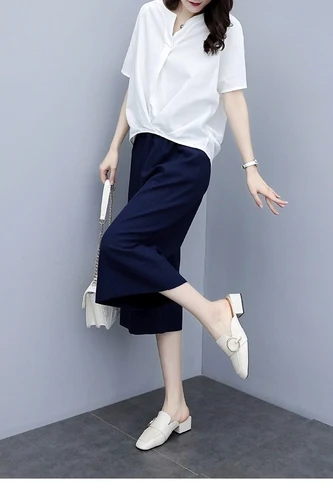 Пуловер с эластичной резинкой на талии комплект из двух предметов хлопок и лен