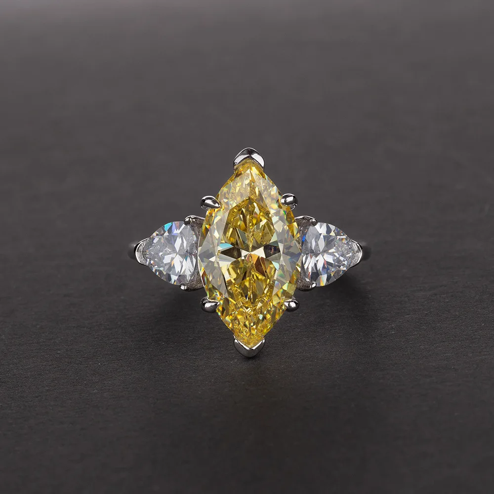 Yellow Rainbamabom, винтажное 925 пробы Серебряное кольцо marikesa с муассанитом и драгоценным камнем, обручальное кольцо, подарки, ювелирные изделия - Цвет камня: Yellow