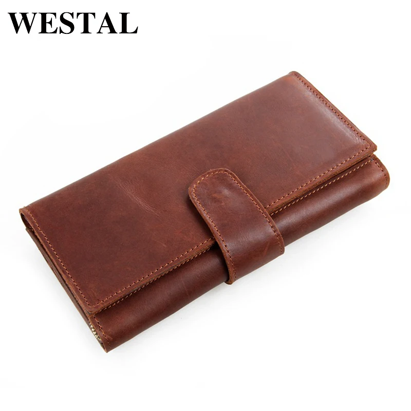 WESTAL Мужчины Кошельки Из Натуральной Кожи Человек Долго Бумажник Мужской мужские